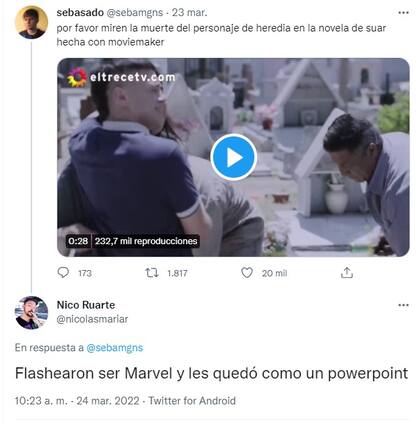 La muerte de Bruno, de La 1-5/18, generó todo tipo de comentarios en las redes sociales (Foto: Twitter)