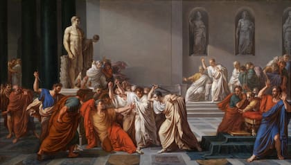 La muerte de Julio César, de Vincenzo Camuccini (1806), que se encuentra en el Museo Nacional de Capodimonte, Nápoles.