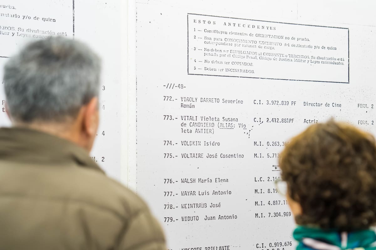 La muestra incluye el listado de los nombres de intelectuales y artistas prohibidos