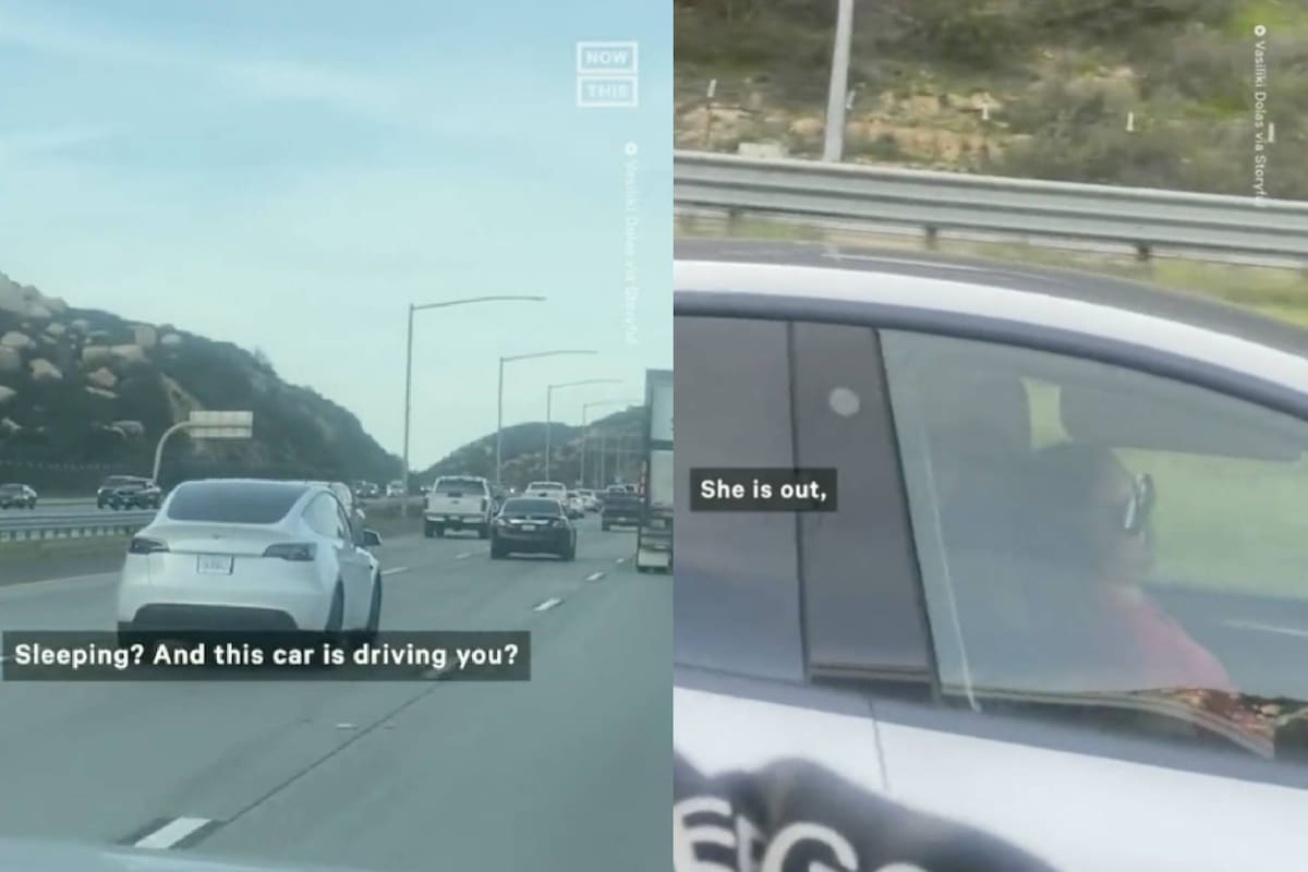La mujer activó la función de conducción automática de su Tesla solo para dormir una siesta