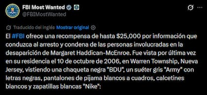 La mujer buscada por el FBI desapareció el 10 de octubre de 2006