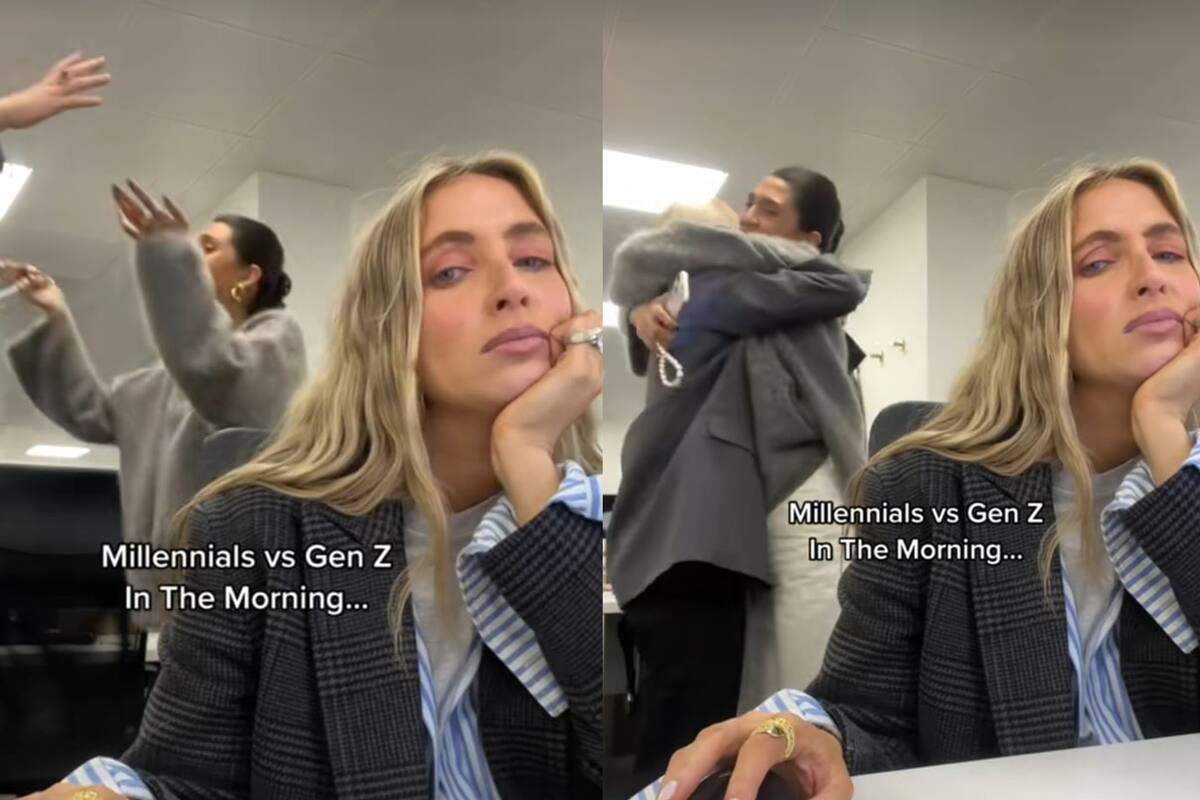 La mujer captó en cámara la situación diaria que viven muchos oficinistas con sus compañeros más jóvenes