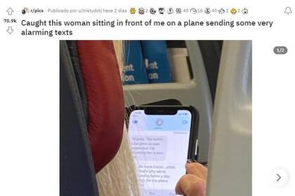 La mujer compartió las fotos del chat y las opiniones a favor y en contra no tardaron en llegar (Crédito: Reddit)