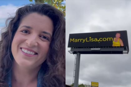 La mujer de California busca a su futuro esposo a través de un sitio web que promociona en una carretera (TikTok/@marrylisaofficial)