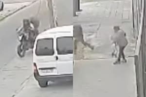 Dos hombres se bajaron de una moto y asaltaron a una mujer con su bebé en brazos