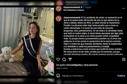 La mujer habló sobre su estado de salud y llevó tranquilidad a sus seguidores (Foto Instagram @chayennevanaarle)