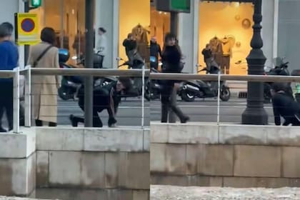 La mujer lo paseaba y el hombre caminaba como un perro por las calles de Valencia (Foto: TikTok @tania_lopez_segrelles)