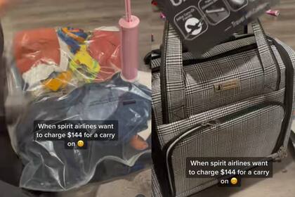La mujer logró poner su ropa y artículos personales en una maleta pequeña