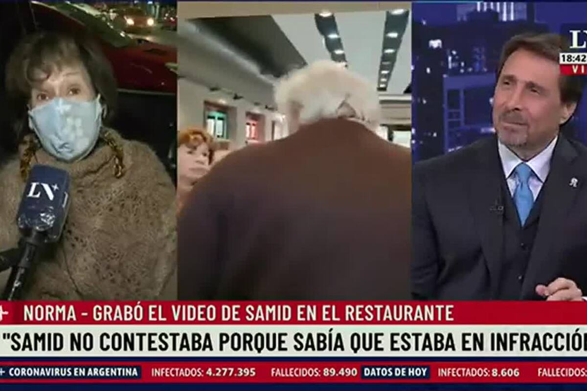 La mujer que increpó a Alberto Samid: “Se fue sin pagar, la moza lo corrió hasta la esquina”