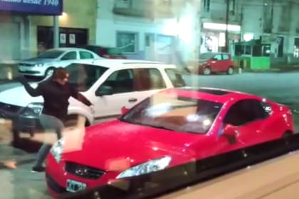 La mujer quedó detenida luego de romper el auto estacionado en la calle. Fuente: La Opinión Austral