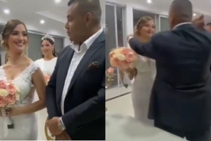 La mujer reaccionó con sorpresa al ver lo que realizó su esposo en el medio del casamiento