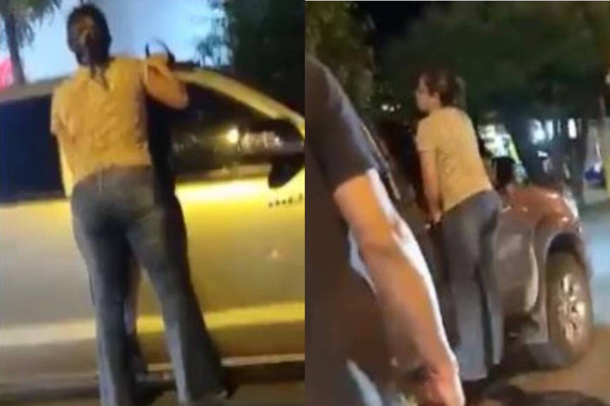 La mujer se subió a la camioneta para hacerle reclamo (Foto:Captura de video)