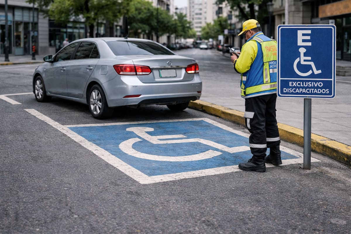 La multa por dejar el vehículo mal estacionado sobre un espacio reservado para discapacitados es una de las más caras (imagen generada con Inteligencia Artificial)