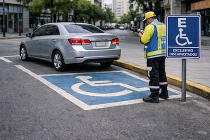 La multa por dejar el vehículo mal estacionado sobre un espacio reservado para discapacitados es una de las más caras (imagen generada con Inteligencia Artificial)