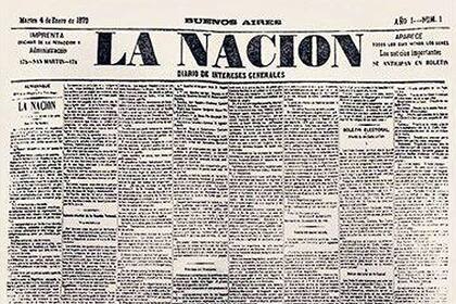 Detalle de la primera portada del diario, en 1870