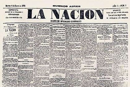 Detalle de la primera portada del diario, en 1870