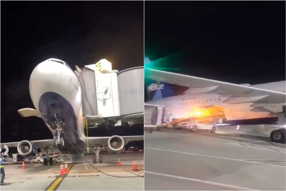 La nariz del avión de JetBlue se elevó varios metros, en un incidente en el JFK de Nueva York