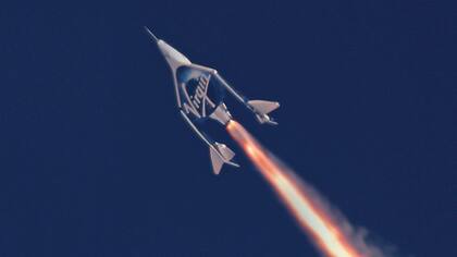 La nave VSS Unity Home, en su segundo vuelo supersónico, en mayo de 2018