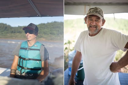 La navegación por los saltos de Moconá está a cargo de cooperativas. Luis (derecha) hace cincuenta años que navega la zona.