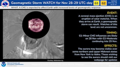 La NOAA anunció que podrían producirse auroras boreales durante esta semana