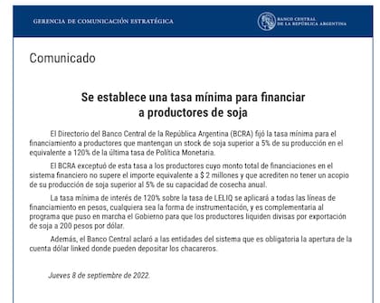 La norma del BCRA