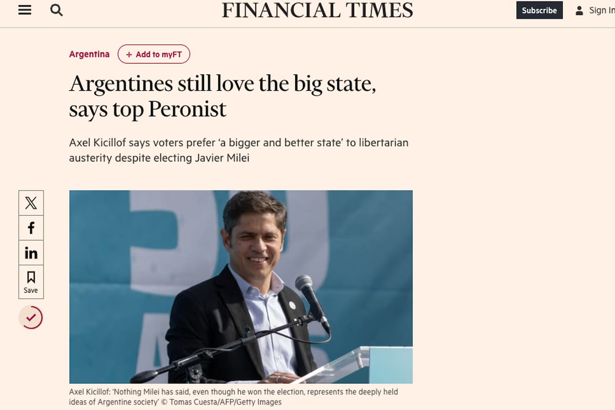 La nota de Axel Kicillof en el Financial Times