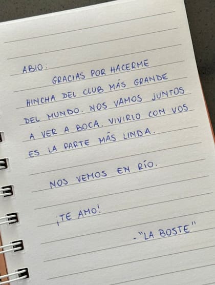 La nota, de puño y letra, que Oriana le escribió a su abuelo