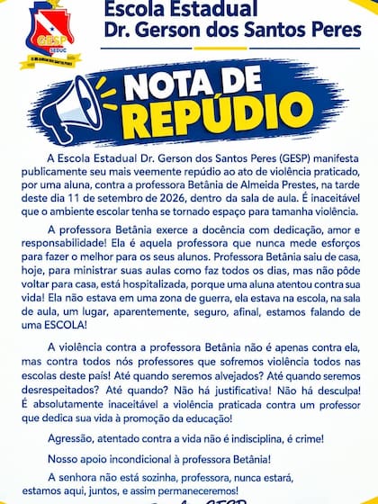 La nota de repudio emitida desde la escuela secundaria donde se produjo la agresión