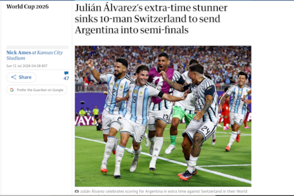 La nota del diario inglés The Guardian sobre la victoria argentina