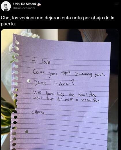 La nota que se volvió viral. Fuente: Twitter