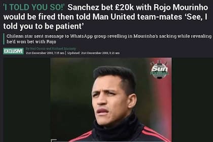 La noticia filtrada por el diario The Sun respecto de la reacción de Alexis Sánchez por el despido de Mourinho