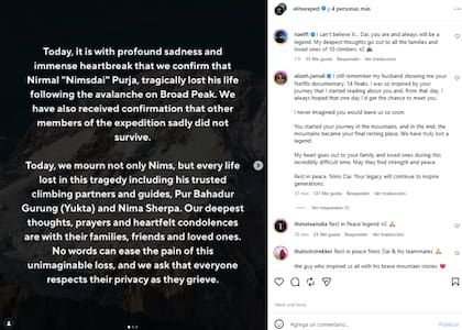 La noticia fue confirmada por la empresa del alpinista a través de un comunicado en redes sociales (Foto: Instagram @eliteexped)