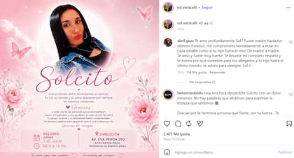 La noticia la dio a conocer la familia de la joven mediante redes sociales (Captura: Instagram @sol.varacalli)