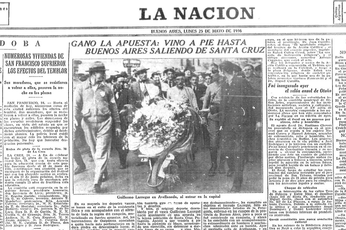 La noticia publicada en La Nación en 1936.