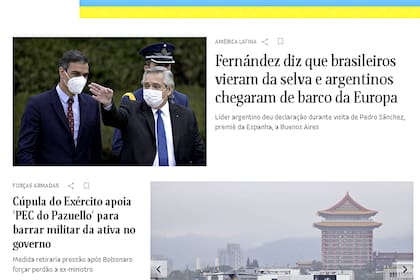 La noticia sobre los dichos de Alberto Fernández en el sitio de Folha de S. Paulo