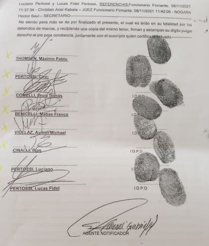 La notificación de la resolución del Tribunal Oral en lo Criminal (TOC) N°1 de Dolores en la que pide a la Alcaidía Departamental de La Plata un "exhaustivo informe" sobre las condiciones de detención de los ocho acusados del homicidio de Fernando Báez Sosa