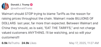 La nueva advertencia de Donald Trump a Walmart