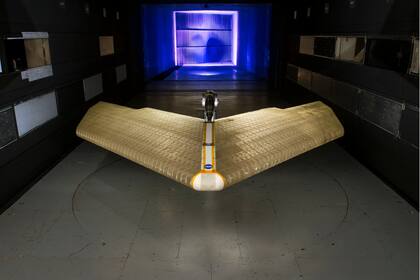 La nueva ala justo antes de ser testada en el túnel de viento del Centro de Investigación Langley de la NASA