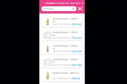 La app tiene el listado de los productos de Precios Cuidados accesibles en cada supermercado