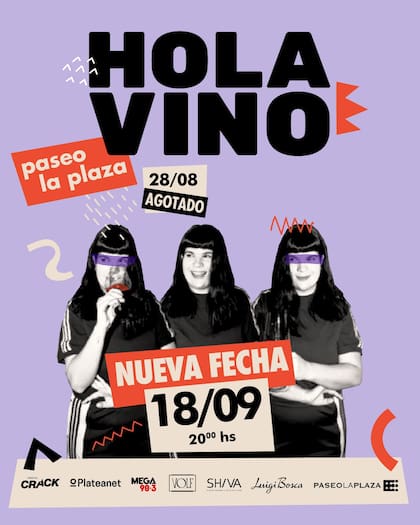 La nueva fecha de Hola vino llega el 18 de septiembre a las 20 horas en Paseo La Plaza