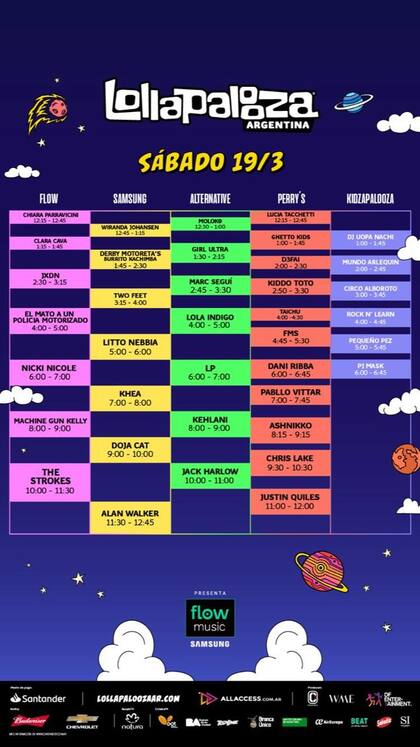 La nueva grilla de artistas del sábado 19 en el Lollapalooza