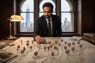 Mamdani y un mapa de Nueva York con 27 historias marcadas por los atentados del 9/11