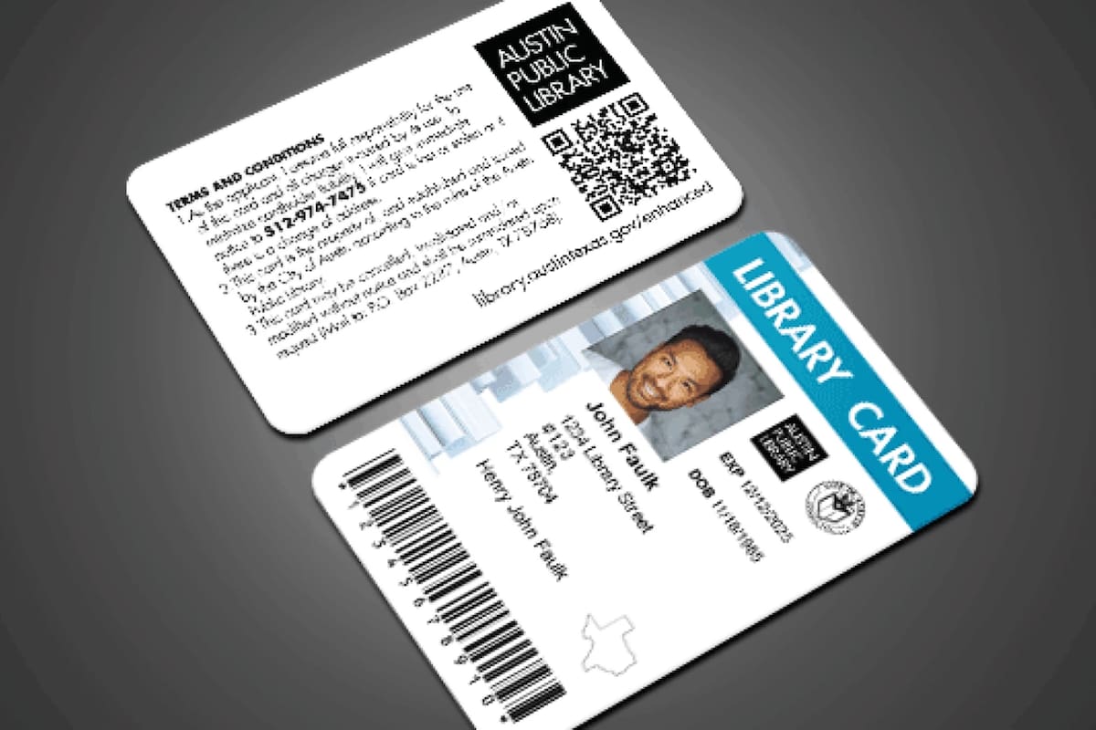 la nueva tarjeta de identificación de la librería de Austin
