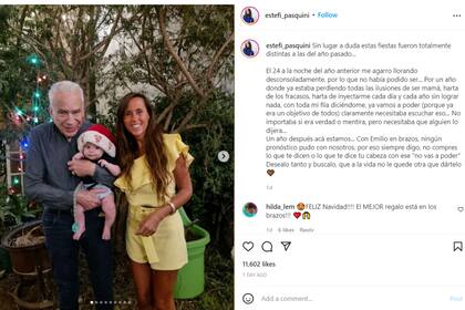 La nutricionista compartió las imágenes de la Navidad en familia junto al pequeño Emilio