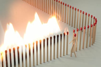 La obra de arte con fósforos realizada por el artista Juan Delcan junto con su esposa, Valentina Izaguirre