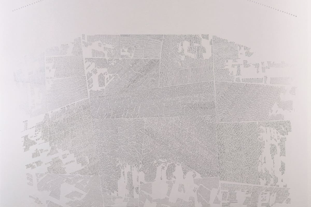 La obra ganadora: Miriam Peralta obtuvo el primer premio con la serie Una vuelta por el universo, en tinta de plata y línea perforada sobre papel