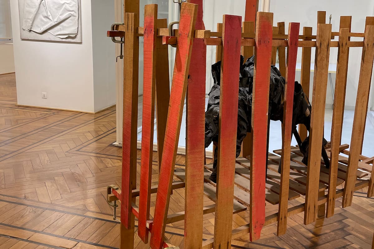 La obra "Jaula con perro", expuesta hace pocos días en arteba, forma parte de un sondeo que confirma una idea de Testa: el final del asombro
