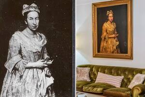 La obra, “Retrato de una dama”, del pintor italiano Giuseppe Ghislandi (1655-1743) colgado en el living de la casa en venta en Mar del Plata