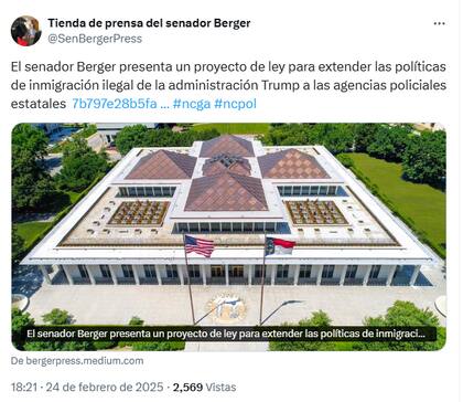 La oficina de prensa del senador republicano Daniel Berger anunció oficialmente un proyecto de ley que busca fortalecer la colaboración entre las fuerzas de seguridad locales y el Servicio de Inmigración y Control de Aduanas (ICE, por sus siglas en inglés)