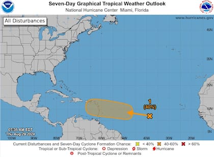 La onda tropical avanza hacia el oeste, en dirección al Caribe